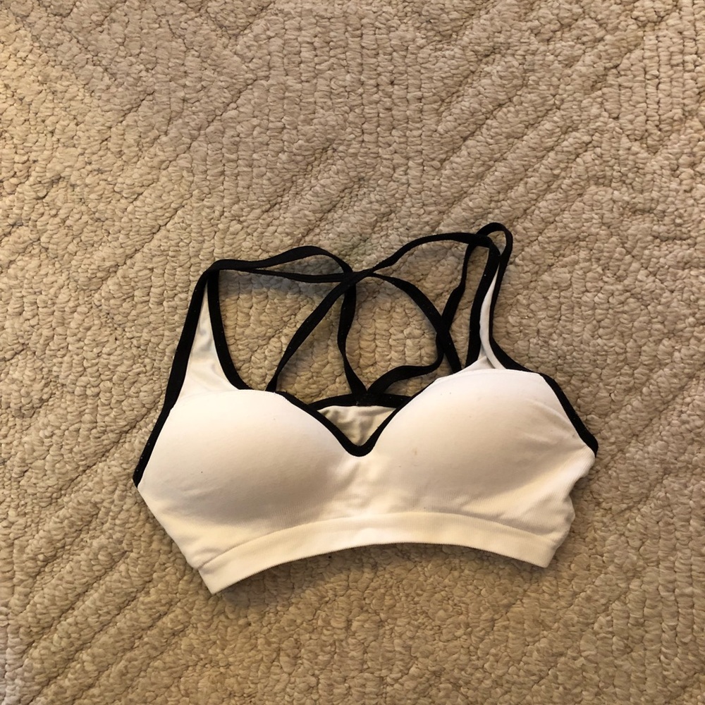 PINK black & white sports bra